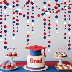 46 Ft Navy Blue Red White Circle Dots Garlands Royal 46 feet,