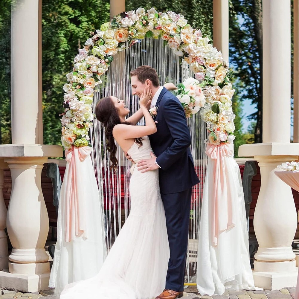 PUTROS Metal Arch 6.6FT Gold Wedding Balloon Arched Backdrop Stand