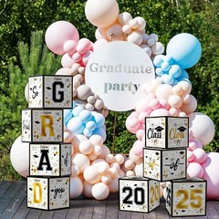 Graduation Party Decorations 2025 – Black and Gold Balloon Boxes, Class of 2025*