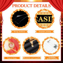3 Pcs Casino Theme Party Decorations LED Banner with String Light Red Curtain Si