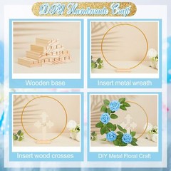 48 Pcs Baptism Centerpiece Decoration For Table 12 Wood Cross 12 Metal Floral Ho