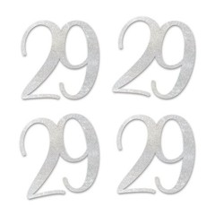 Silver Glitter 29 CutOut Numbers 29th Birthday Anniversary Party Decor