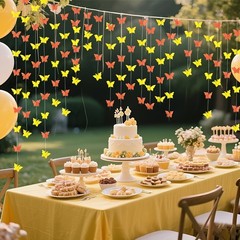 4 Pieces-3D Butterfly Paper Pull Banner Decoration for Summer Theme Party