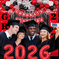 Graduation Decorations 2026, Red and Black Grad Decorations Class of 2026, Gr…