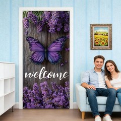 Spring Welcome Door Cover Decoration, 70.87″ x 35.43″ Door Banners for Front …