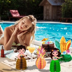 12Pcs Hawaiian Luau Party Table Decorations – Double sided Tropical Aloha Fla…