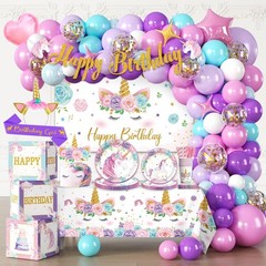 Set De 245 Piezas Suministros Decoracion Globos Unicornio Para Cumpleaños Niñas