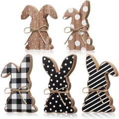5 Pcs Easter Table Wooden Signs Spring Bunny Tabletop Centerpieces with Rope …