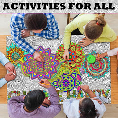 Giant Mandala Coloring Poster for Kids Adults Wall Large Coloring Tablecloth Cho