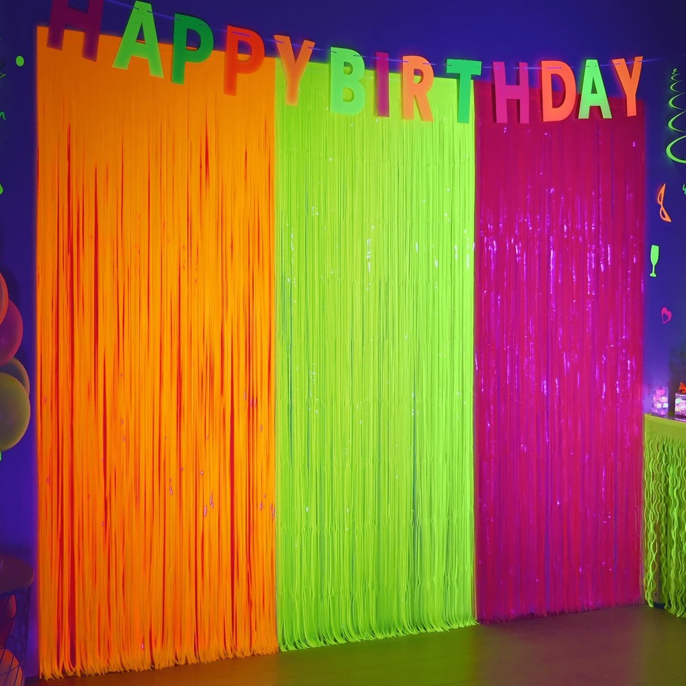 Mega-L Glow in The Dark Party Supplies, 3 Pack Neon Party Decorations 9.9 x 6…