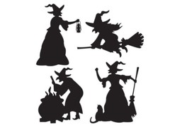 16 Witch Silhouettes Halloween Decorations Spooky Party Props Cutouts Bulk Lot