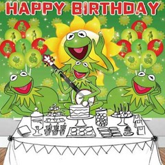 Kermit the Frog Birthday Party Supplies Backdrop Banner Birthday Gift 7x5ft