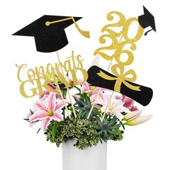 Graduation Decorations 2026, 16 PCS Black Gold Graduation Centerpieces for Ta…