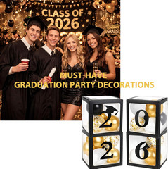 Grad Balloon Boxes for Balloon Arch Kit Black Gold Graduation Decorations 2026 P
