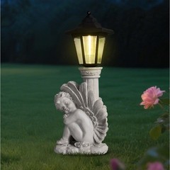 Roman Column Knee Angel Solar Light for Outdoor Use in Garden or Patio