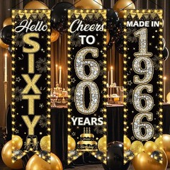 3 Pieces 60th Birthday Party Banners 60th Birthday Decorations for Men Women …