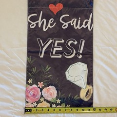 She Said Yes Bridal Shower Garden Flag, Back Drop, Lighted Curtains & Florals