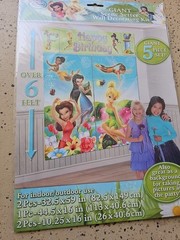 DISNEY FAIRIES Scene Setter BIRTHDAY party wall BACKDROP TINKERBELL 6′ New