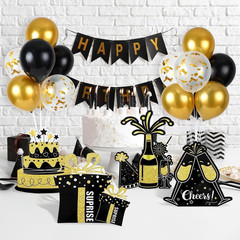6 Sets Birthday Balloon Stand Kit for Table Happy Birthday Black Gold Balloon Ce