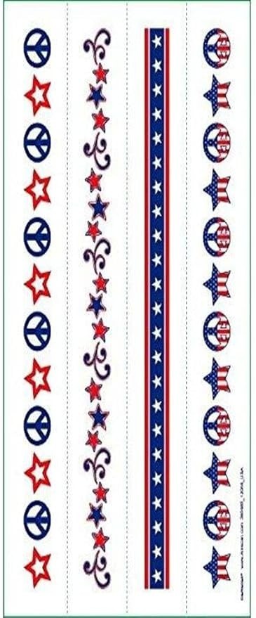 amscan Tattoo Party Bracelet, 8 Ct.,Multi Color,4″ x 9″
