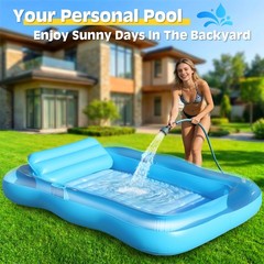 Best Inflatable Tanning Pool Lounger, 71″x48″ Bed Floats w/Pillow & Cup Holders