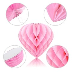 5 PCS Heart Honeycomb Party Decorations Shaped Paper Pom Poms Balls 12 Inch