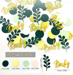 200Pcs Greenery Baby Shower Confetti Scatter Decorations with Eucalyptus, Sage G