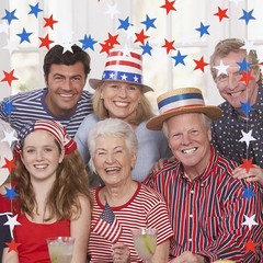 8 Pack Patriotic Star Streamers Banner Garland Red White Blue Paper Star Hanging