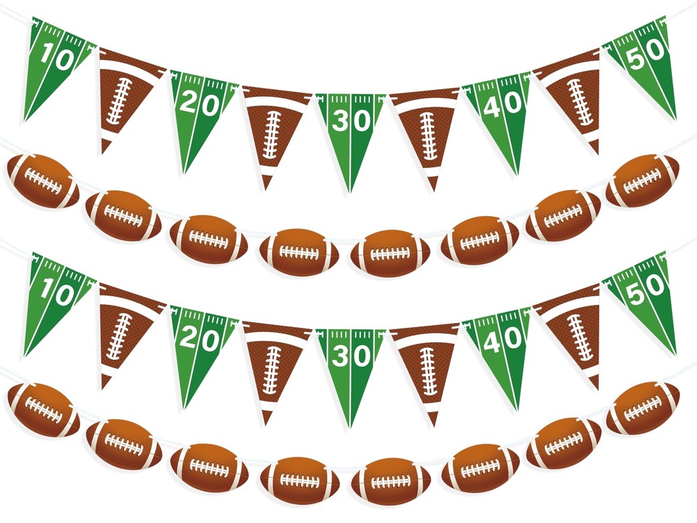 4 Pieces Football Party Decorations, Football Paper Banner with Football Tria…