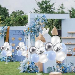 4Set Light Blue Silver Balloon Stand Table Centerpieces Party Decor