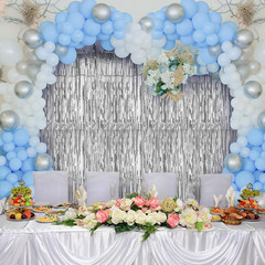 Silver Party Streamers 3Pack Metallic Tinsel Foil Fringe Curtains 3.2Ft X 8.2Ft