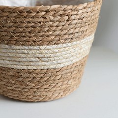 3 Piece Lined Wicker Plant Basket Set 18 22 25 cm Natural Seagrass Decor