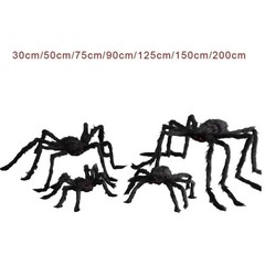 Halloween Giant Plush Spider Decoration–Large Black Horror Party Prop 30cm-200cm