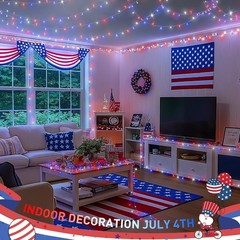 Patriotic 33ft 100 LED String Lights – Indoor/Outdoor 4th of July Decor