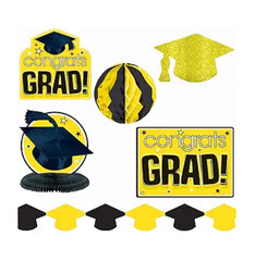 Amscan «Congrats Grad!» Graduation Party Room Decorating Kit (10 Piece), Yellow