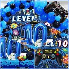 90PCS 10th Birthday Video Game Party Decorations for Boys – Blue 10th Video G…