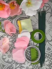 Crepe Paper Flower DIY Making Kit, Icelandic Poppy, Assorted Colors Blush Pink C