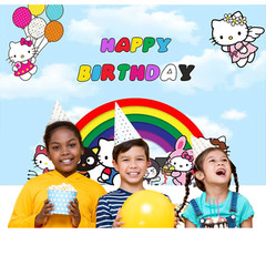 Hello Kitty Theme Party Decoration 5×3 ft Happy Birthday Backdrop Banner Decor