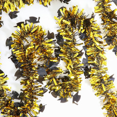 Graduation Decorations 2026, 50Ft Black and Gold Glitter Tinsel Garland, Class o