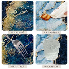 TTQYFNM 70×120 Blue Gold Marble Tablecloth Navy Modern Waterproof Heat Insulated