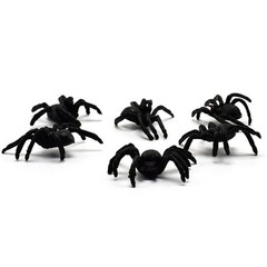 5Pcs Flexible Plastic Simulation Spiders Black Joke Prank Toy Halloween Gifts;Q6