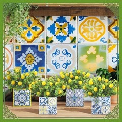 Blue Tiles Lemon Table Centerpiece Decor Amalfi Coast Box Decorations with 4