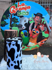 Themed Round Backdrops w/ Matching Cylinder Covers-Many Designs Party Decor Set