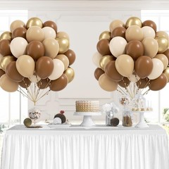 Brown Balloons 12 – 60pcs in Light Tan, White Metallic Gold for Baby Shower