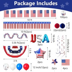 46PCS Patriotic Parade Decor Kit USA 250th Anniversary Golf Cart Boat Bike Decor
