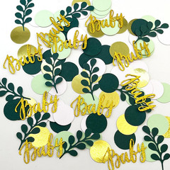200Pcs Greenery Baby Shower Confetti Scatter Decorations with Eucalyptus, Sage G