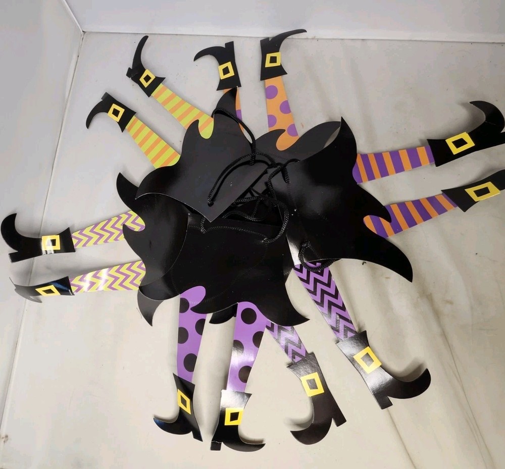 Vintage Halloween Banner Garland Witch Legs Shoes Party Supplies Home Decor