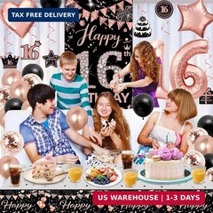 16th Birthday Decorations for Girls, Sweet 16 Party Decorations, Happy 16th Birt