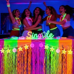 Glow in the Dark Party Supplies, 2 Pack Neon Fluorescent Wavy Metallic Tinsel Fo