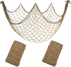 2 Pack Fish Net Decorations – 80X40 Inch Brown Fishing Net Decor for under the S